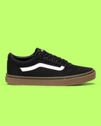 VANS WARD MEN'S BLACK CANVAS AND SUEDE LOW-TOP SKATE SNEAKERS