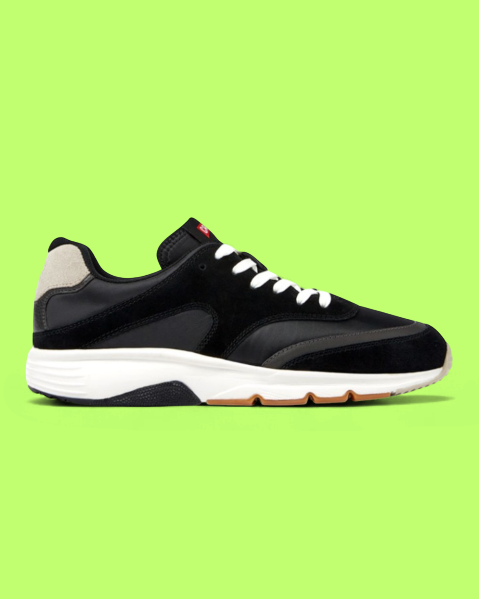 CAMPER BLACK SUEDE AND LEATHER LOW TOP SNEAKERS WHITE SOLE