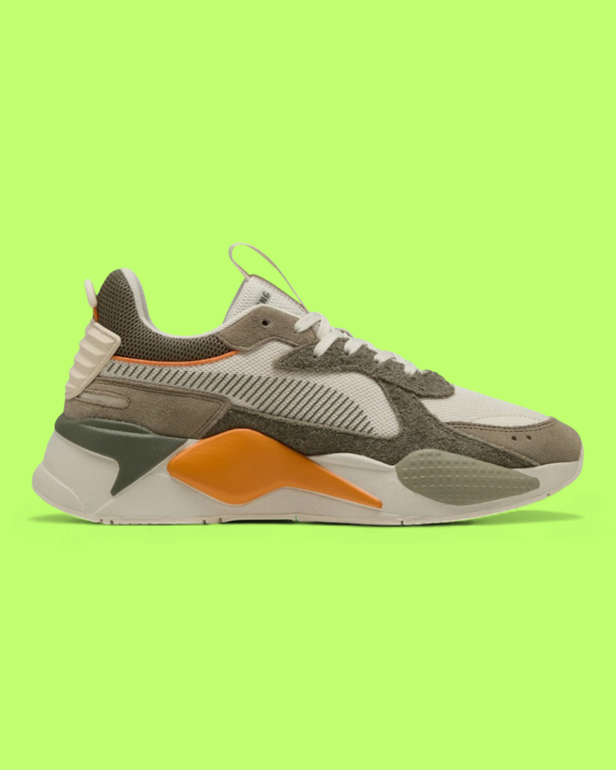 PUMA RS-X HERITAGE MEN'S CREAM MESH AND LEATHER CASUAL SNEAKERS