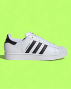 ADIDAS SUPERSTAR WHITE BLACK ICONIC LEATHER SNEAKERS CWCD