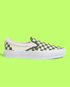 VANS GREEN WHITE CHECKERBOARD SLIP ON CLASSIC SHOES CWCD