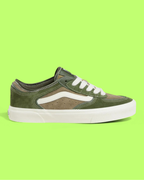 VANS ROWLEY CLASSIC MEN'S GREEN SUEDE AND CANVAS SKATE SNEAKERS