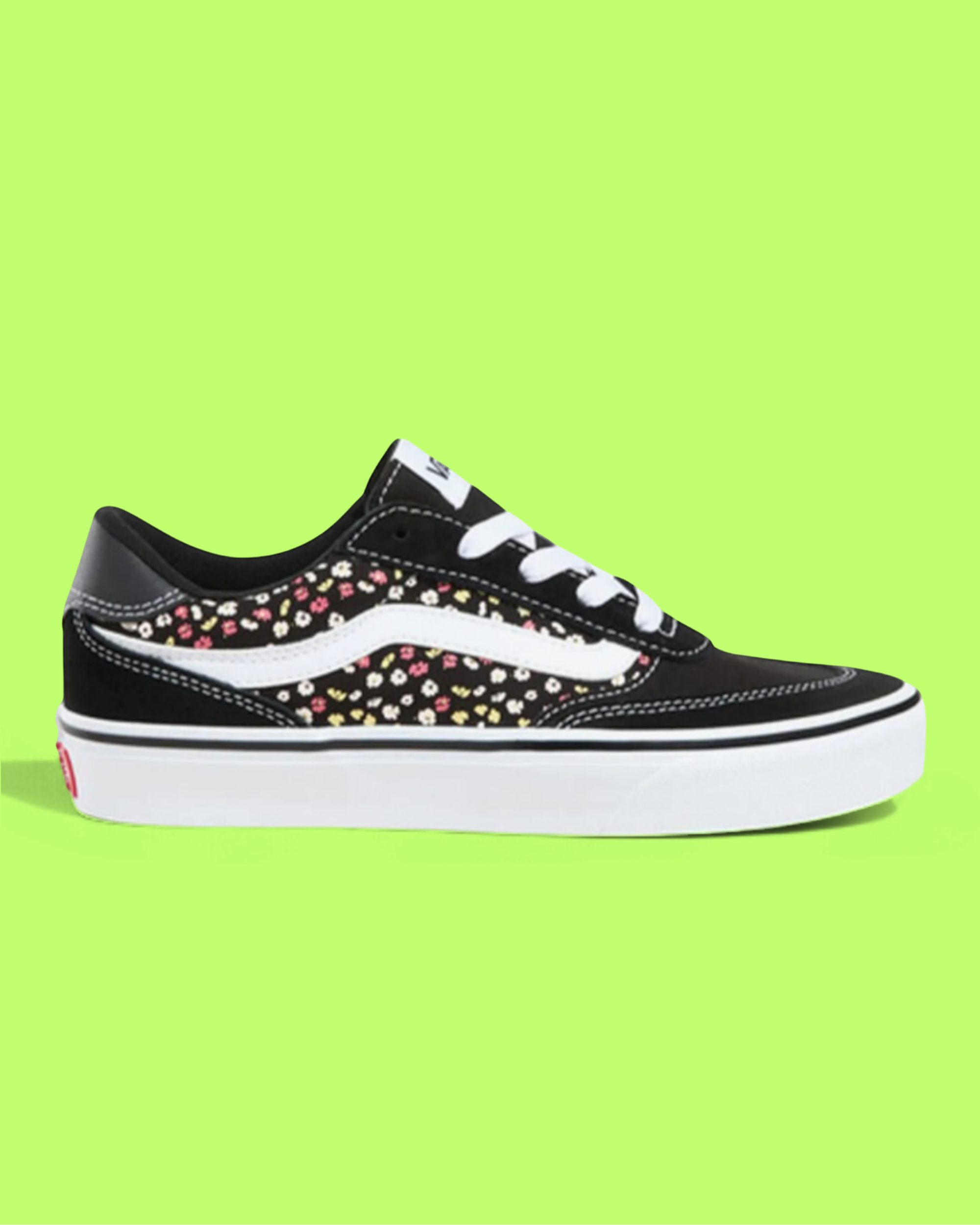 VANS OLD SKOOL BLACK FLORAL PRINT WHITE STRIPE SNEAKERS DROPZZ