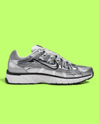 NIKE P-6000 METALLIC SILVER BLACK RETRO RUNNING SNEAKERS