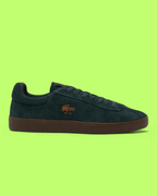 LACOSTE BASESHOT MEN'S DARK GREEN SUEDE RETRO CASUAL SNEAKERS