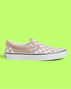 VANS CLASSIC SLIP-ON BEIGE WHITE CHECKERED SNEAKERS CWCD