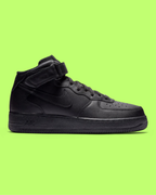 NIKE AIR FORCE 1 MID '07 MEN'S BLACK LEATHER CLASSIC BASKETBALL