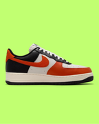 NIKE AIR FORCE 1 '07 LV8 MEN'S BLACK ORANGE LEATHER CASUAL SNEAKERS
