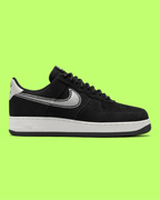 NIKE AIR FORCE 1 '07 LV8 MEN'S BLACK LEATHER PREMIUM CASUAL SNEAKERS
