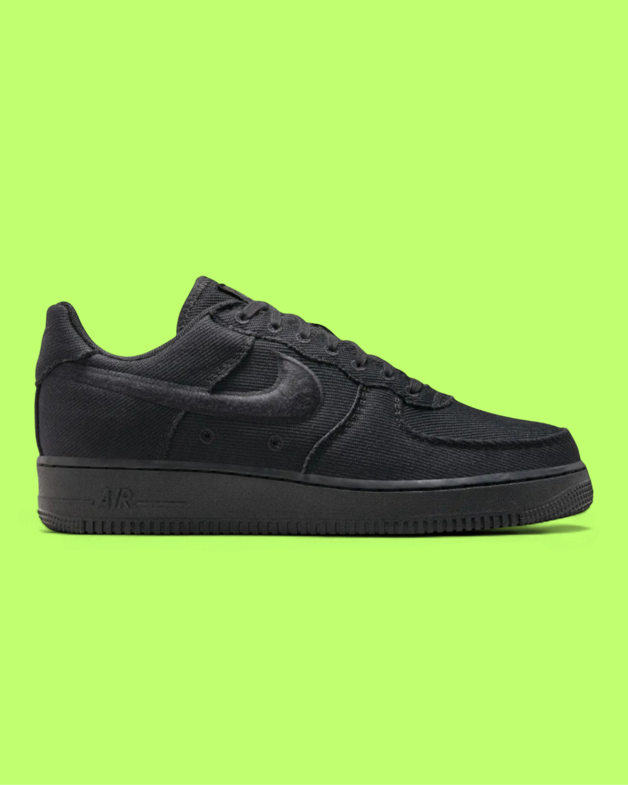 NIKE AIR FORCE 1 LOW TRIPLE BLACK CANVAS STREET CLASSIC