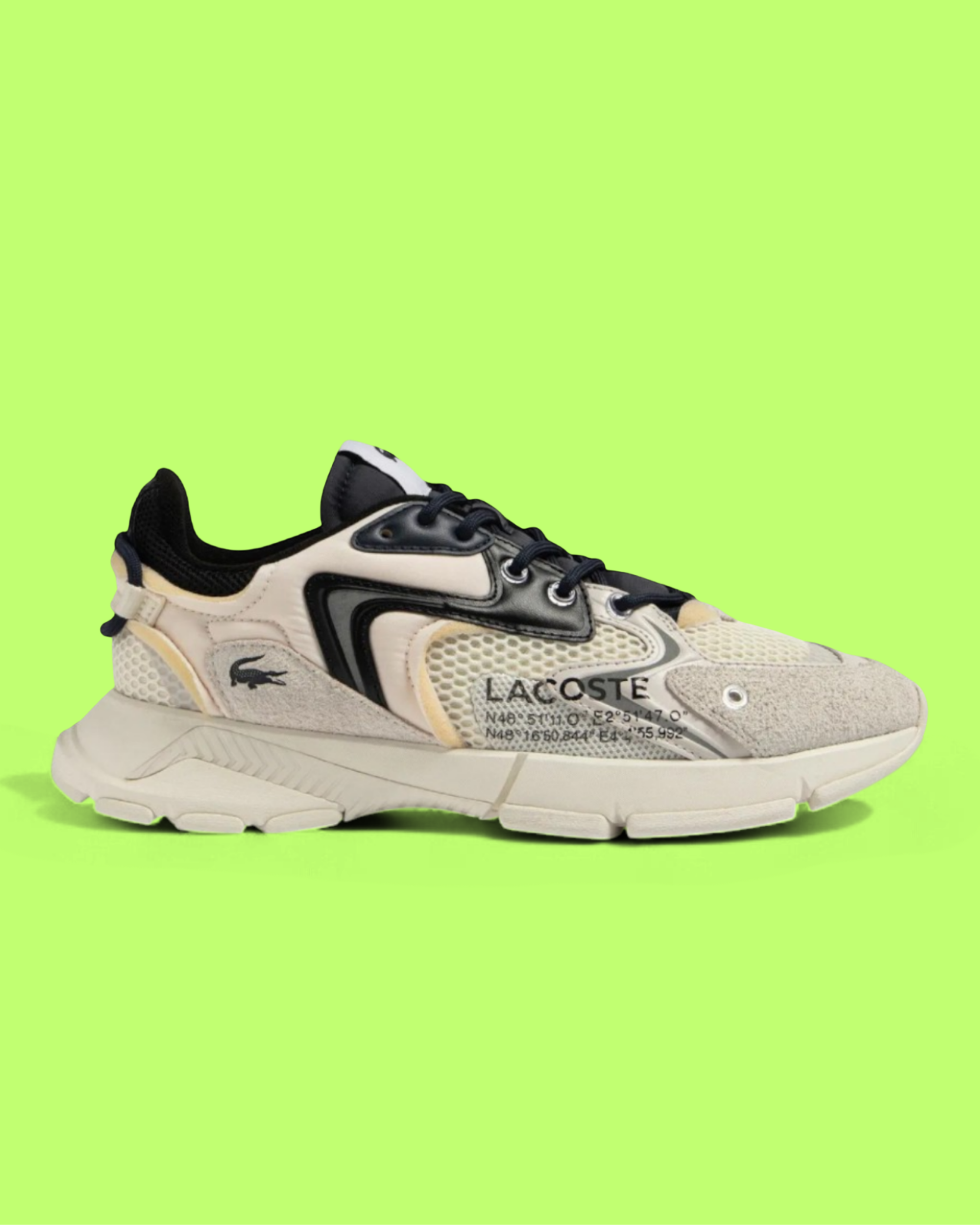LACOSTE L003 WMS BEIGE MESH AND LEATHER CASUAL SNEAKERS