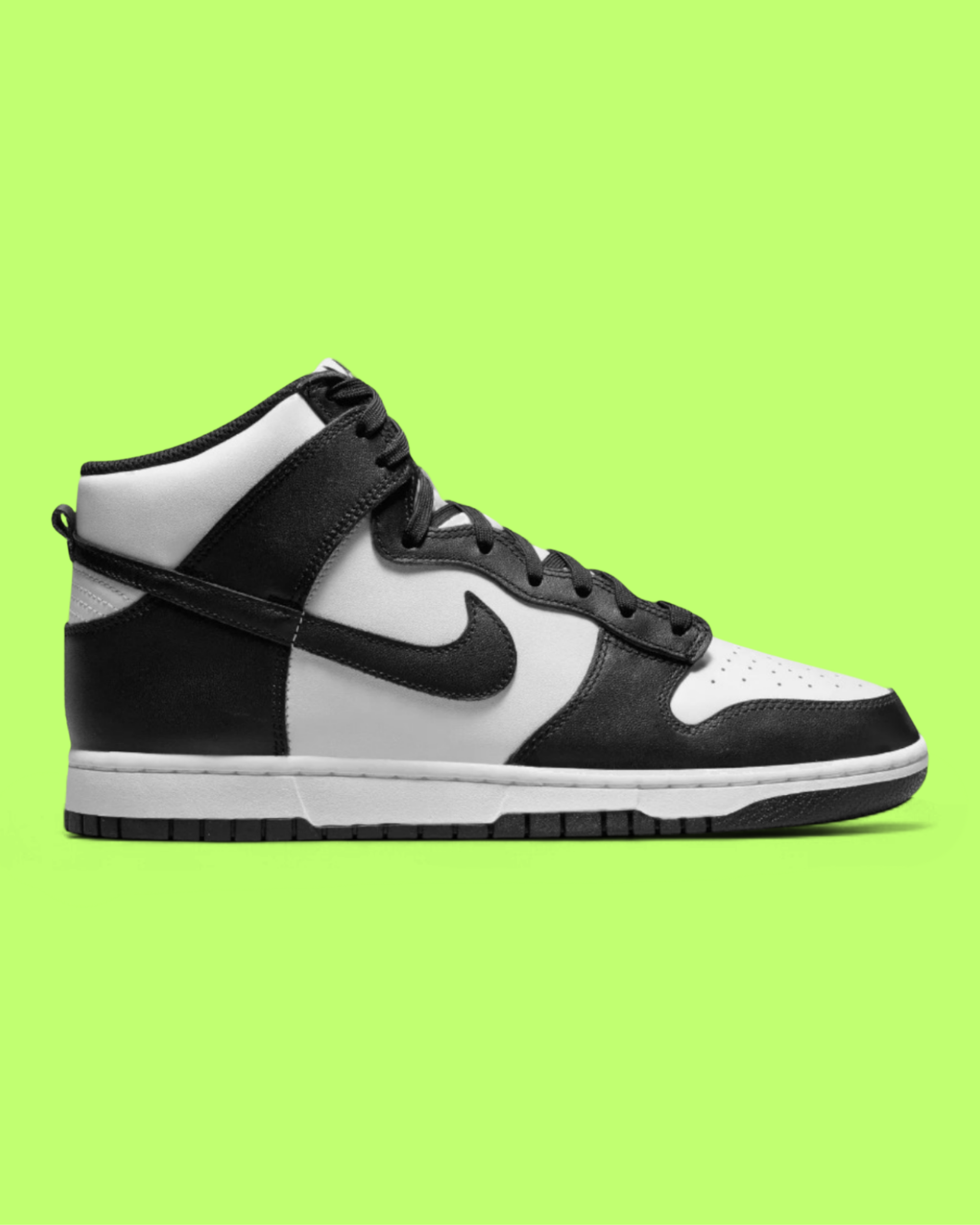 NIKE DUNK HIGH RETRO PANDA MEN'S WHITE BLACK LEATHER SNEAKERS
