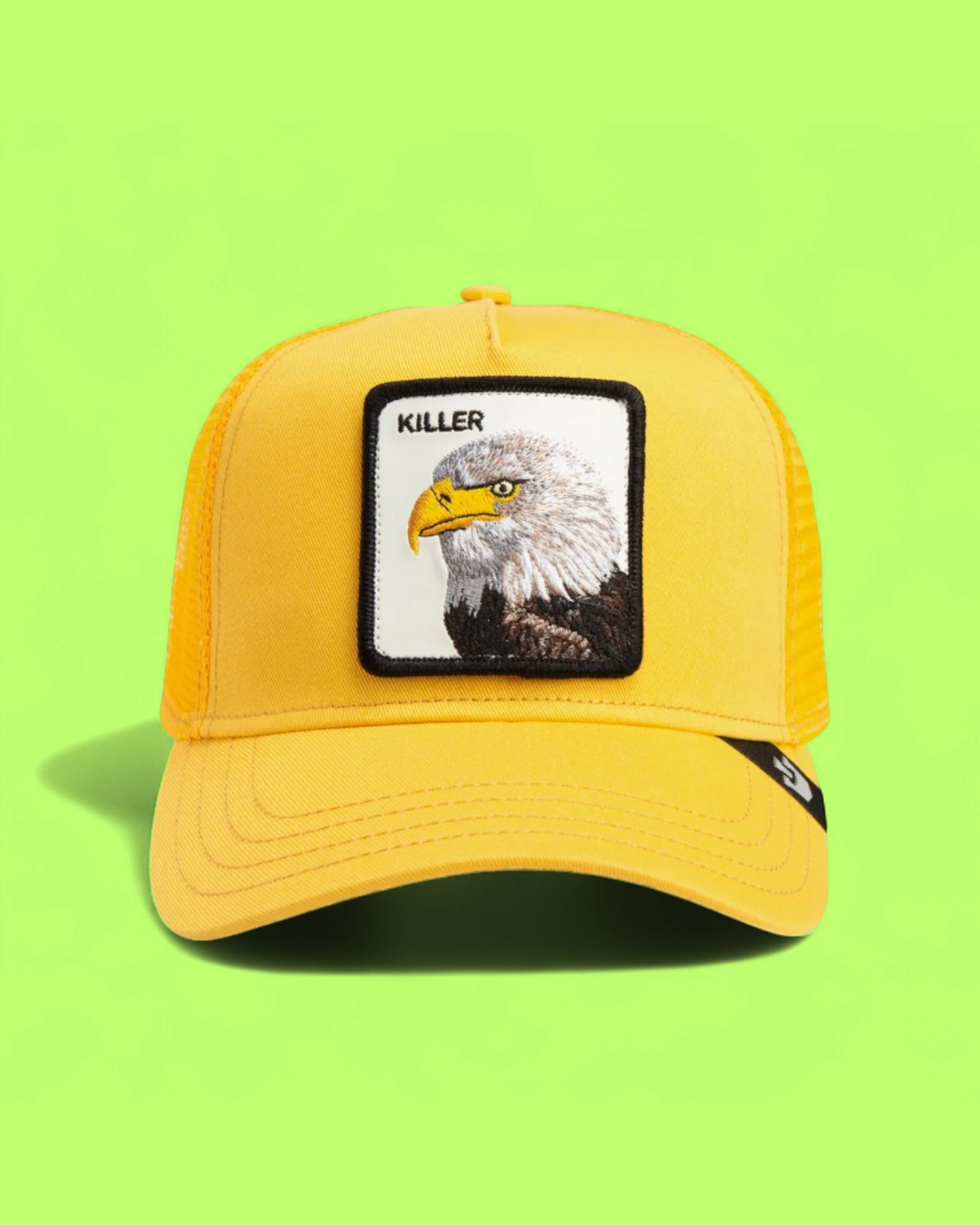 KILLER EAGLE YELLOW TRUCKER HAT WITH EMBROIDERED PATCH