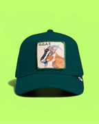 GREEN GOAT BASEBALL CAP WITH EMBROIDERED G.O.A.T. PATCH