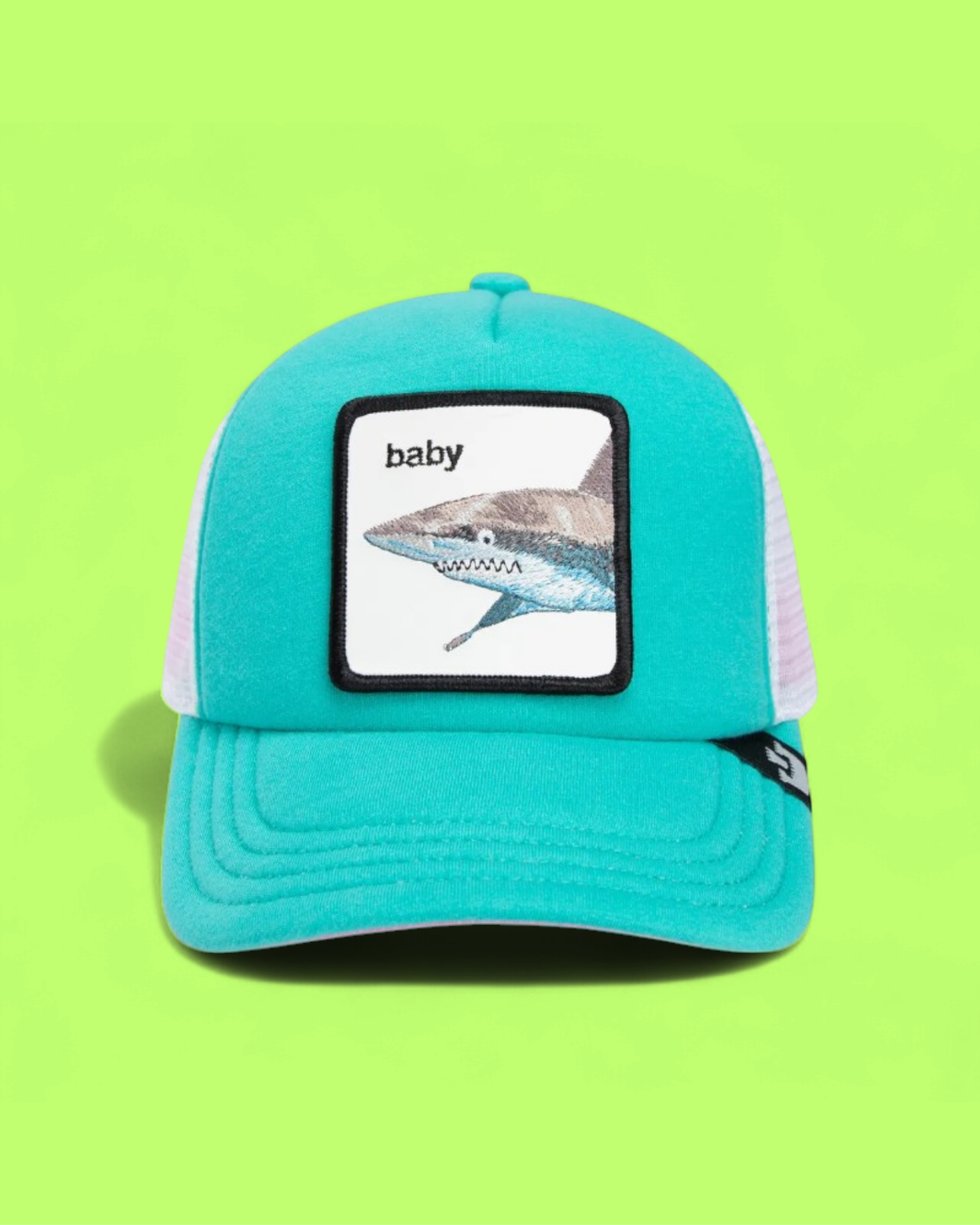 TURQUOISE TRUCKER CAP WITH BABY SHARK EMBROIDERED PATCH