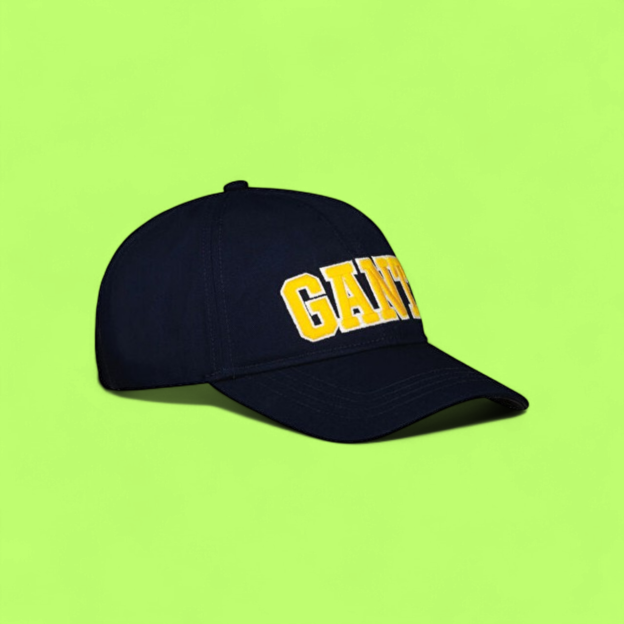 GANT NAVY BLUE VARSITY STYLE BASEBALL CAP WITH YELLOW LOGO
