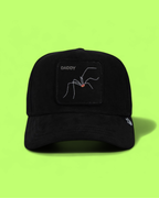 DADDY SPIDER BLACK TRUCKER HAT WITH EMBROIDERED PATCH
