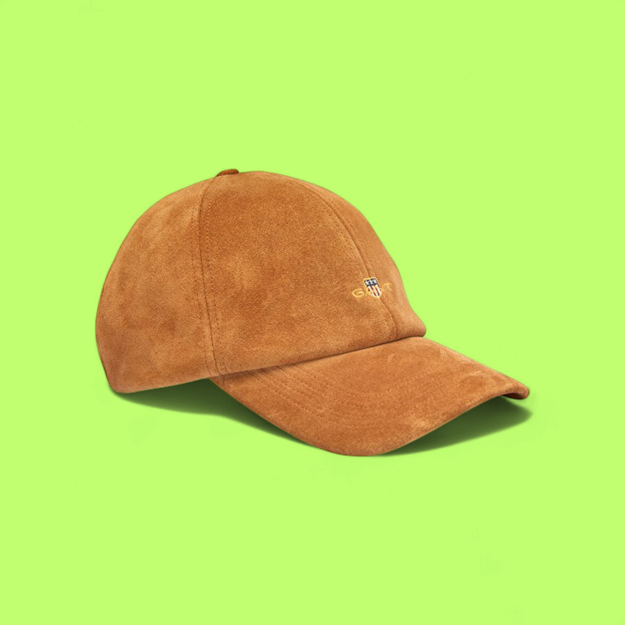 GANT BROWN SUEDE PREMIUM CLASSIC BASEBALL CAP WITH LOGO