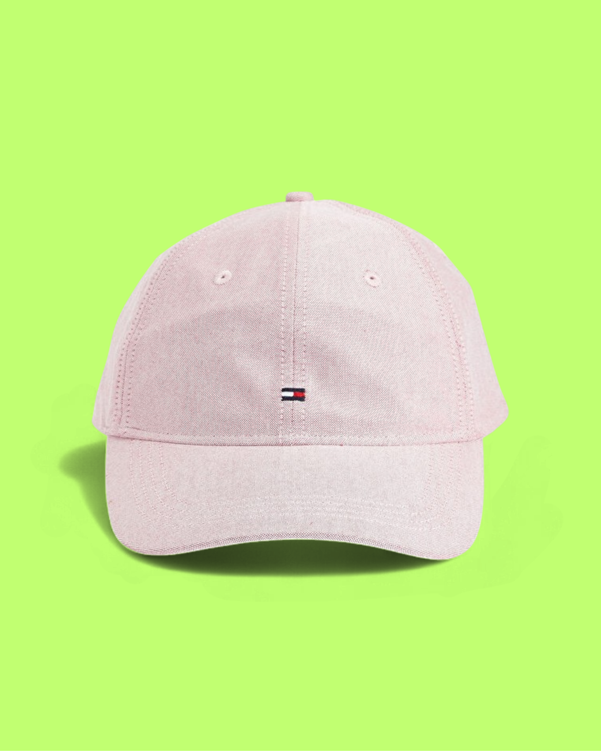 TOMMY HILFIGER PINK COTTON CAP WITH SMALL EMBROIDERED FLAG