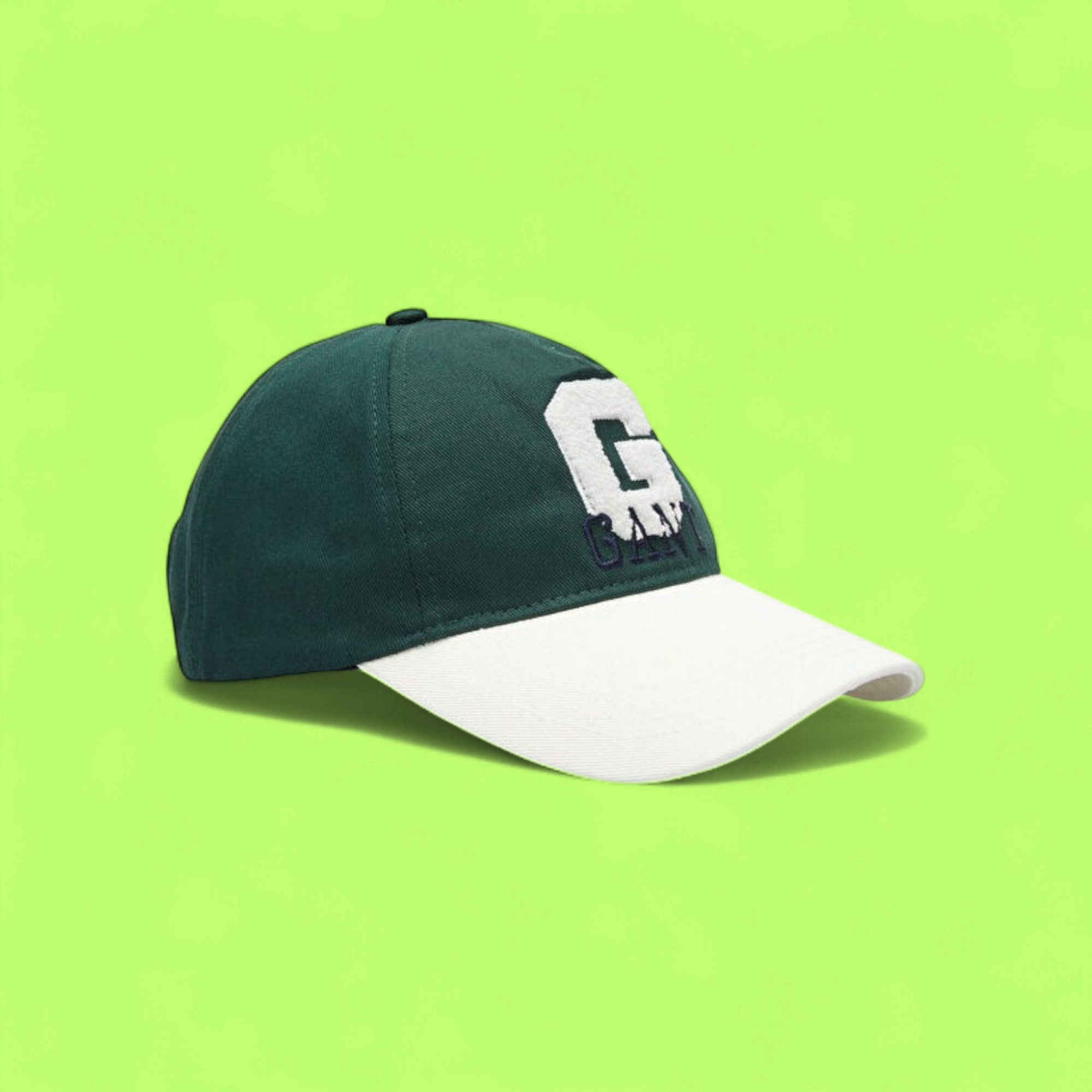 GANT GREEN AND WHITE VARSITY STYLE BASEBALL CAP WITH G LOGO